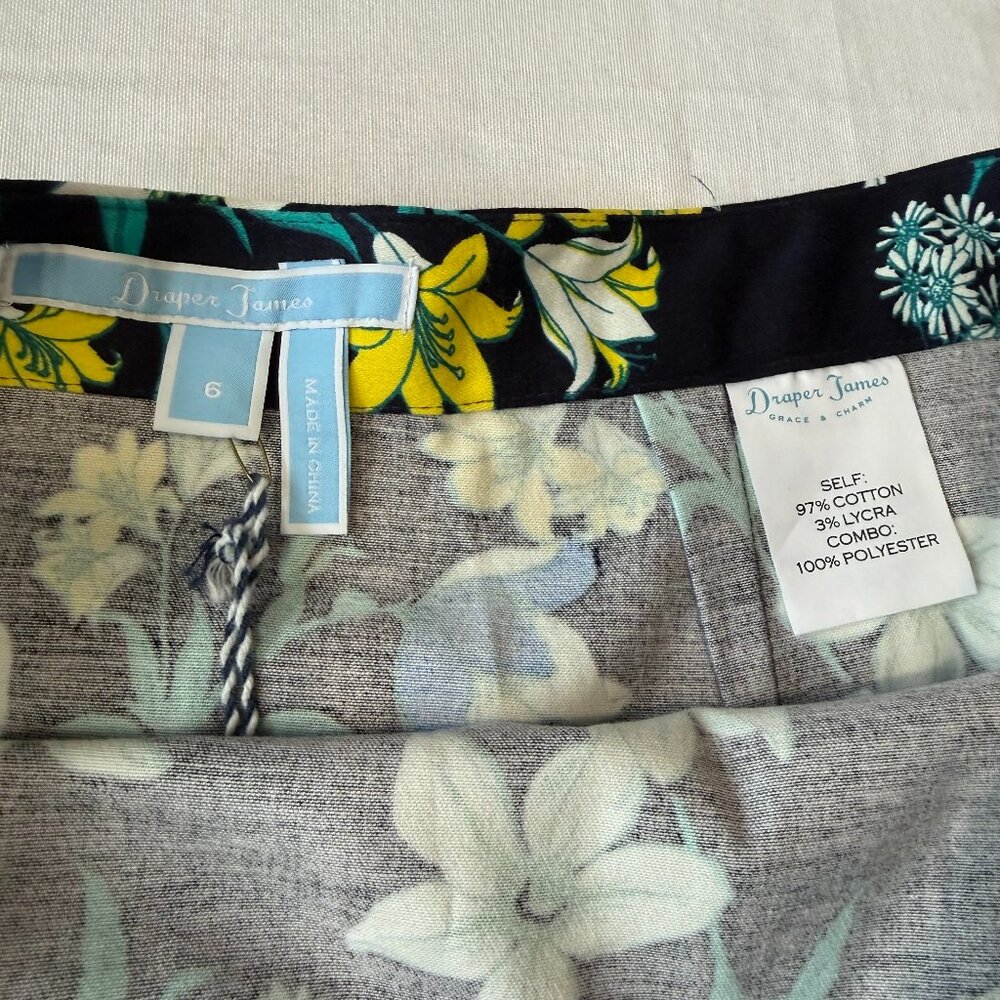 Draper James Elliston Floral Skirt A-Line Mini Navy Yellow Size 6 - Picture 5 of 8